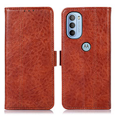 Leather Case Stands Flip Cover Holder D11Y for Motorola Moto G31 Brown