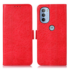 Leather Case Stands Flip Cover Holder D11Y for Motorola Moto G41 Red