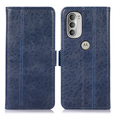Leather Case Stands Flip Cover Holder D11Y for Motorola Moto G51 5G Blue