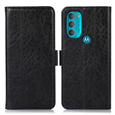Leather Case Stands Flip Cover Holder D11Y for Motorola Moto G71 5G Black