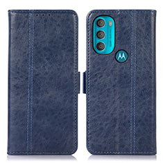 Leather Case Stands Flip Cover Holder D11Y for Motorola Moto G71 5G Blue