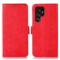 Leather Case Stands Flip Cover Holder D11Y for Samsung Galaxy S21 Ultra 5G Red