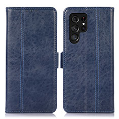 Leather Case Stands Flip Cover Holder D11Y for Samsung Galaxy S23 Ultra 5G Blue