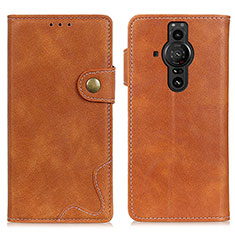 Leather Case Stands Flip Cover Holder D11Y for Sony Xperia PRO-I Brown