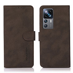 Leather Case Stands Flip Cover Holder D11Y for Xiaomi Mi 12T Pro 5G Brown