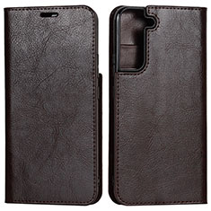 Leather Case Stands Flip Cover Holder D13T for Samsung Galaxy S21 FE 5G Brown
