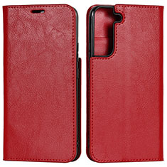 Leather Case Stands Flip Cover Holder D13T for Samsung Galaxy S21 FE 5G Red