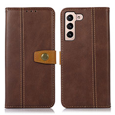 Leather Case Stands Flip Cover Holder D14T for Samsung Galaxy S21 Plus 5G Brown
