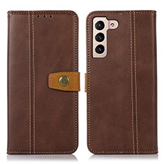 Leather Case Stands Flip Cover Holder D14T for Samsung Galaxy S22 5G Brown