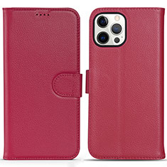 Leather Case Stands Flip Cover Holder DL1 for Apple iPhone 13 Pro Hot Pink