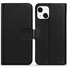 Leather Case Stands Flip Cover Holder DL1 for Apple iPhone 14 Black