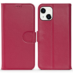 Leather Case Stands Flip Cover Holder DL1 for Apple iPhone 14 Hot Pink