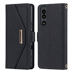 Leather Case Stands Flip Cover Holder DT1 for Sony Xperia 5 III Black