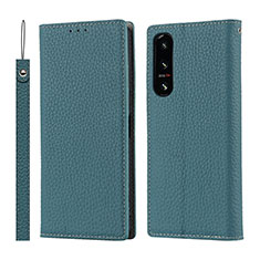Leather Case Stands Flip Cover Holder DT2 for Sony Xperia 5 IV Matcha Green