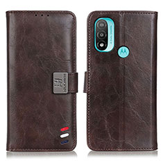 Leather Case Stands Flip Cover Holder DY01 for Motorola Moto E30 Brown