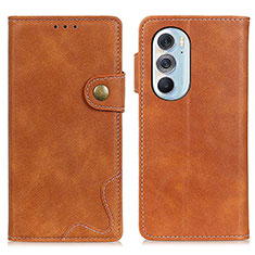 Leather Case Stands Flip Cover Holder DY01 for Motorola Moto Edge 30 Pro 5G Brown
