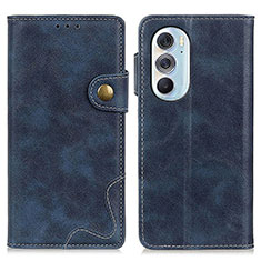 Leather Case Stands Flip Cover Holder DY01 for Motorola Moto Edge Plus (2022) 5G Blue