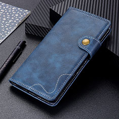 Leather Case Stands Flip Cover Holder DY01 for Motorola Moto Edge S 5G Blue