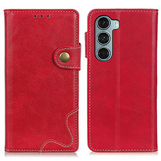 Leather Case Stands Flip Cover Holder DY01 for Motorola Moto G200 5G Red