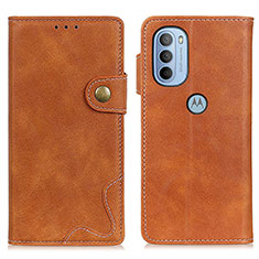 Leather Case Stands Flip Cover Holder DY01 for Motorola Moto G41 Brown
