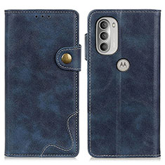 Leather Case Stands Flip Cover Holder DY01 for Motorola Moto G51 5G Blue