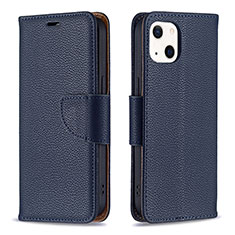 Leather Case Stands Flip Cover Holder for Apple iPhone 13 Blue