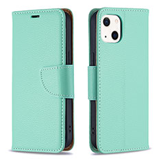 Leather Case Stands Flip Cover Holder for Apple iPhone 13 Mini Cyan