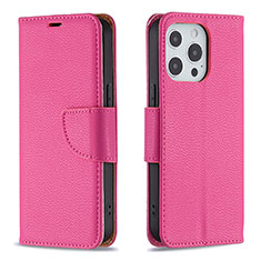 Leather Case Stands Flip Cover Holder for Apple iPhone 13 Pro Max Hot Pink