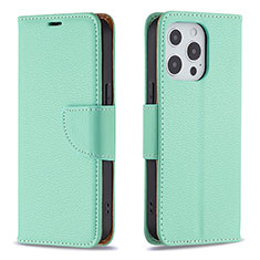 Leather Case Stands Flip Cover Holder for Apple iPhone 14 Pro Max Cyan