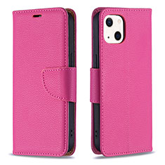 Leather Case Stands Flip Cover Holder for Apple iPhone 15 Plus Hot Pink