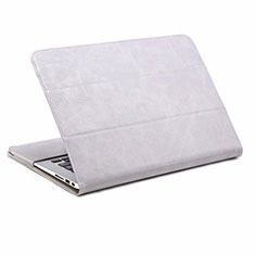 Leather Case Stands Flip Cover Holder for Apple MacBook Air 13 inch (2020) Gray