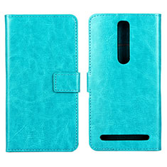 Leather Case Stands Flip Cover Holder for Asus Zenfone 2 ZE551ML ZE550ML Cyan