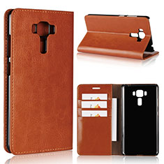Leather Case Stands Flip Cover Holder for Asus Zenfone 3 Laser Orange