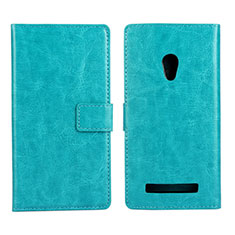 Leather Case Stands Flip Cover Holder for Asus Zenfone 5 Cyan