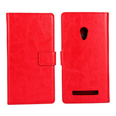 Leather Case Stands Flip Cover Holder for Asus Zenfone 5 Red