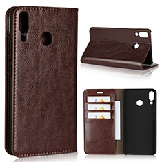 Leather Case Stands Flip Cover Holder for Asus Zenfone 5z ZS620KL Brown