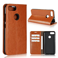 Leather Case Stands Flip Cover Holder for Asus Zenfone Max Plus M1 ZB570TL Orange