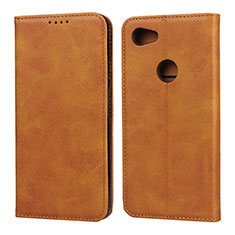 Leather Case Stands Flip Cover Holder for Google Pixel 3a Orange