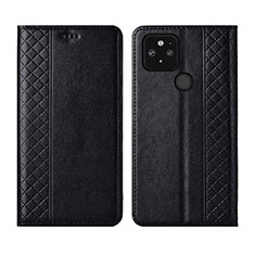 Leather Case Stands Flip Cover Holder for Google Pixel 5 Black