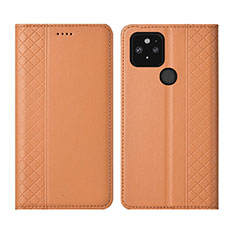 Leather Case Stands Flip Cover Holder for Google Pixel 5 Orange