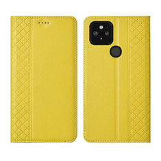 Leather Case Stands Flip Cover Holder for Google Pixel 5 Yellow