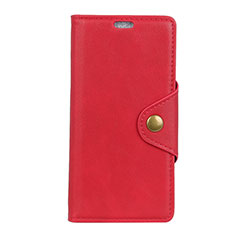 Leather Case Stands Flip Cover Holder for HTC Desire 12 Plus Red