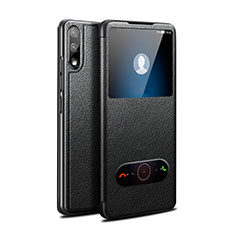 Leather Case Stands Flip Cover Holder for Huawei Enjoy 10 Black