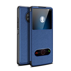 Leather Case Stands Flip Cover Holder for Huawei Enjoy 20 Plus 5G Blue