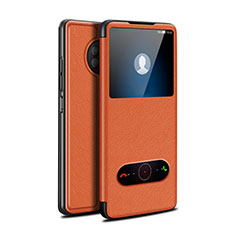 Leather Case Stands Flip Cover Holder for Huawei Enjoy 20 Plus 5G Orange