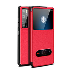 Leather Case Stands Flip Cover Holder for Huawei Enjoy 20 Pro 5G Red