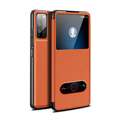 Leather Case Stands Flip Cover Holder for Huawei Honor 30 Lite 5G Orange