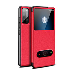 Leather Case Stands Flip Cover Holder for Huawei Honor 30 Lite 5G Red