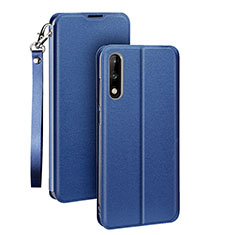 Leather Case Stands Flip Cover Holder for Huawei Honor 9X Blue