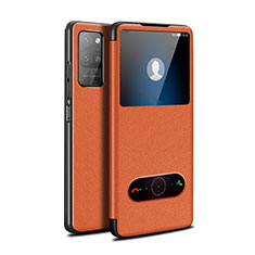 Leather Case Stands Flip Cover Holder for Huawei Honor Play4 Pro 5G Orange